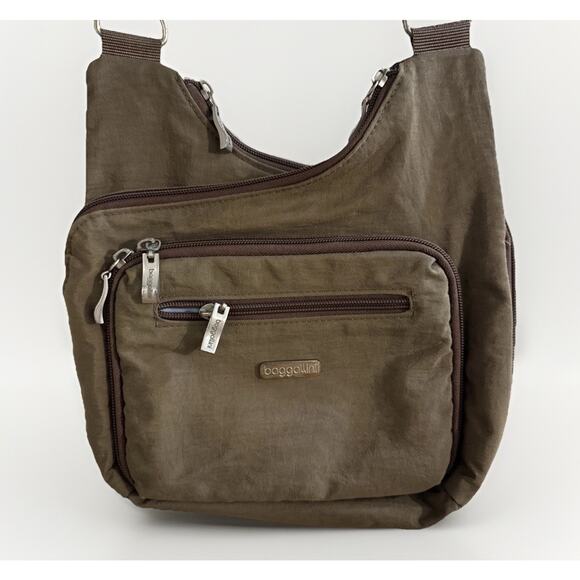 Baggallini RFID Criss Cross Crossbody Bag 11x10x3 Brown - Picture 1 of 7